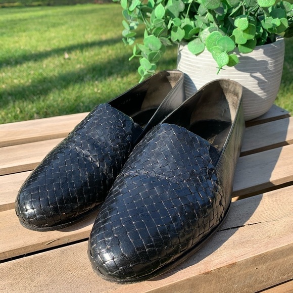 Stephane Kelian Paris Black Woven Leather Slip on Shoes Flats Size 7.5 - Picture 3 of 12